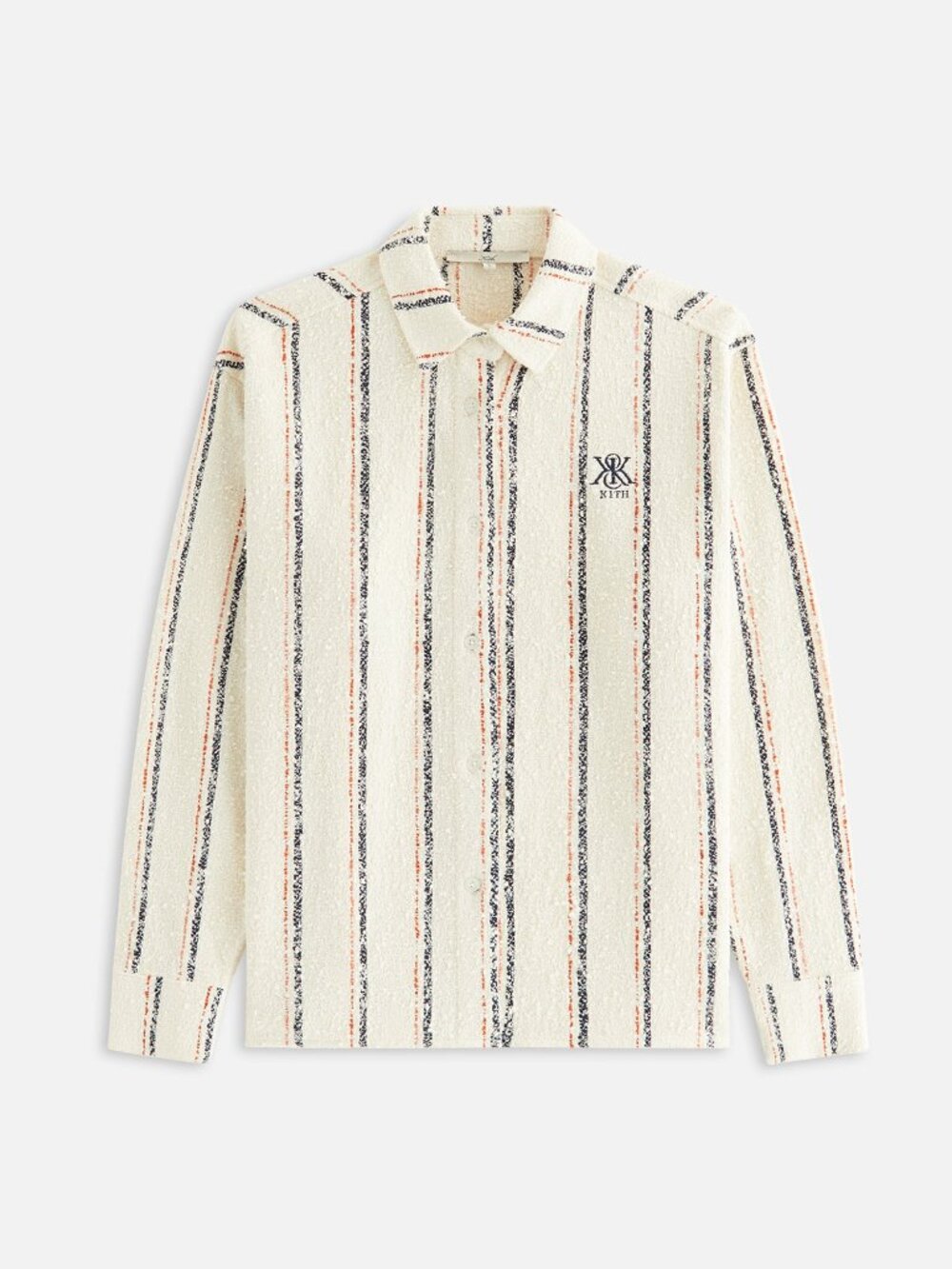 Kith Cream Boucle Striped Button Up Shirt and Pants Set Navy Red Stripe Size S - Picture 7 of 10